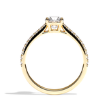 Bague solitaire pavé diamant rond or blanc - Naturelle