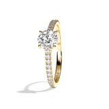 Bague solitaire pavé diamant rond or blanc - Naturelle
