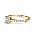 Bague solitaire pavé diamant rond or blanc - Naturelle