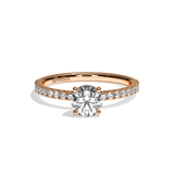 Bague solitaire pavé diamant rond platine - Attentionnée