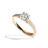 Bague solitaire pavé diamant rond or rose - Éternelle
