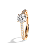 Bague solitaire pavé diamant rond or rose - Éternelle