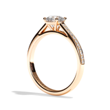 Bague solitaire pavé diamant rond or rose - Éternelle
