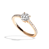 Bague solitaire pavé diamant rond or blanc - Naturelle