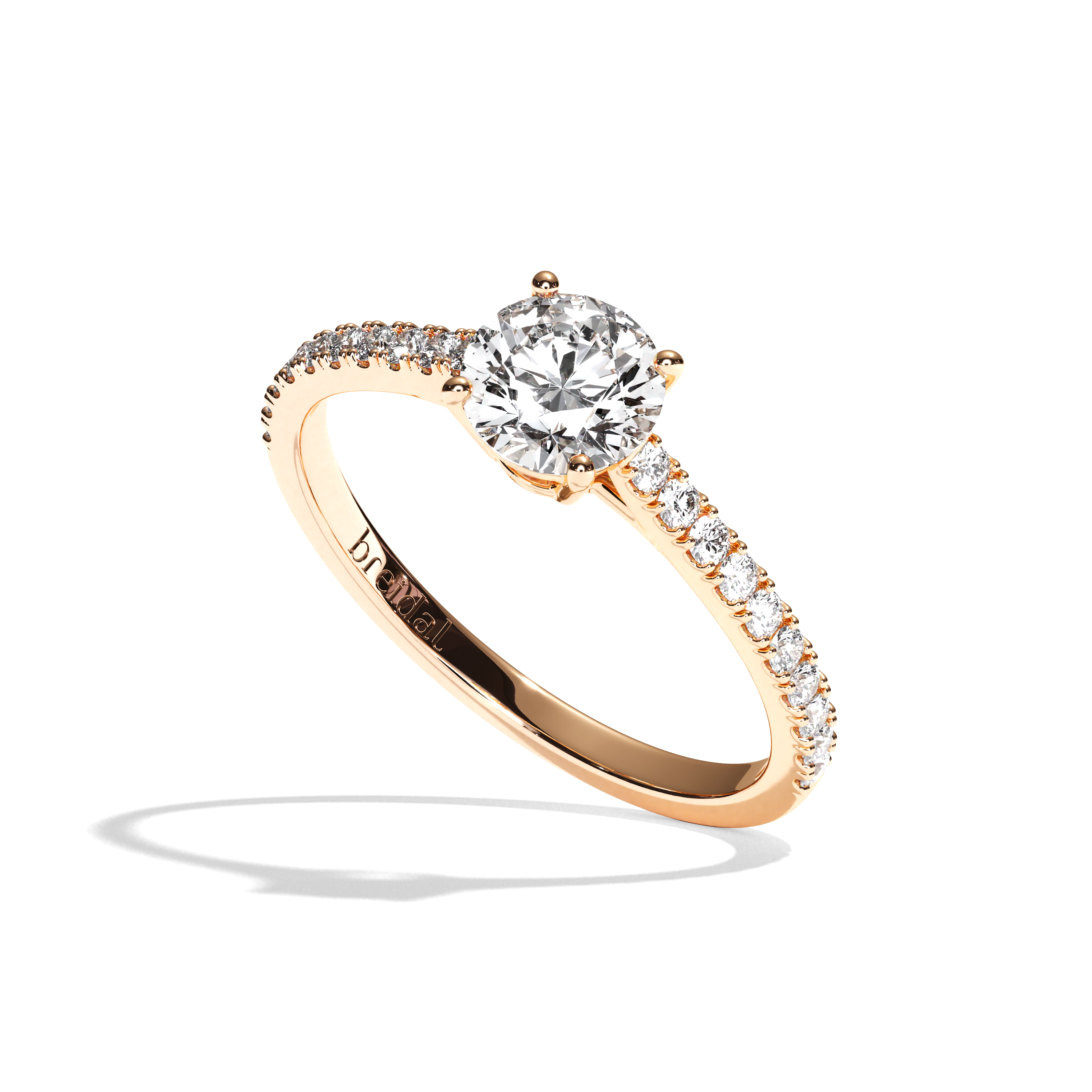 Bague solitaire pavé diamant rond or blanc - Naturelle