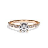 Bague solitaire pavé diamant rond or blanc - Naturelle