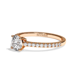 Bague solitaire pavé diamant rond or blanc - Naturelle