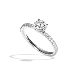 Bague solitaire pavé diamant rond platine - Attentionnée