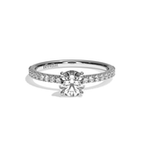 Bague solitaire pavé diamant rond platine - Attentionnée