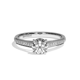 Bague solitaire pavé diamant rond or rose - Éternelle