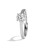 Bague solitaire pavé diamant rond or rose - Éternelle