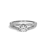 Bague solitaire pavé diamant rond platine - Idéaliste