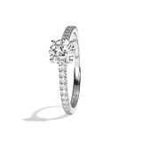 Bague solitaire pavé diamant rond or blanc - Naturelle