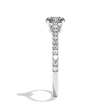 Bague solitaire pavé diamant rond or blanc - Naturelle