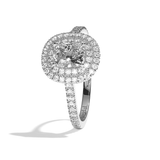 Bague solitaire halo diamant coussin or blanc - Eblouissante