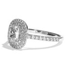 Bague solitaire halo diamant coussin or blanc - Eblouissante