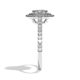Bague solitaire halo diamant coussin or blanc - Eblouissante