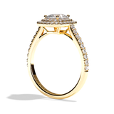 Bague solitaire halo diamant coussin or blanc - Eblouissante