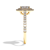 Bague solitaire halo diamant coussin or blanc - Eblouissante