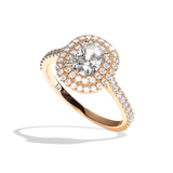 Bague solitaire halo diamant coussin or blanc - Eblouissante