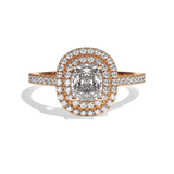 Bague solitaire halo diamant coussin or blanc - Eblouissante