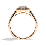 Bague solitaire halo diamant coussin or blanc - Eblouissante