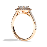 Bague solitaire halo diamant coussin or blanc - Eblouissante
