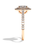 Bague solitaire halo diamant coussin or blanc - Eblouissante