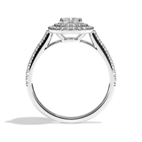 Bague solitaire halo diamant coussin or blanc - Eblouissante
