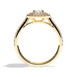 Bague solitaire halo diamant émeraude or blanc - Eblouissante
