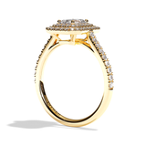Bague solitaire halo diamant émeraude or blanc - Eblouissante