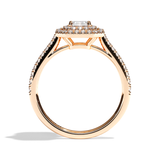 Bague solitaire halo diamant émeraude or blanc - Eblouissante