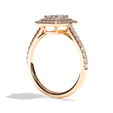 Bague solitaire halo diamant émeraude or blanc - Eblouissante