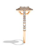 Bague solitaire halo diamant émeraude or blanc - Eblouissante