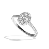 Bague solitaire halo diamant oval or rose - Amoureuse pavée