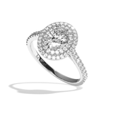Bague solitaire halo diamant oval or blanc - Eblouissante