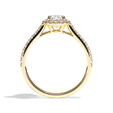 Bague solitaire halo diamant oval or rose - Amoureuse pavée