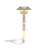 Bague solitaire halo diamant oval or rose - Amoureuse pavée