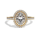 Bague solitaire halo diamant oval or blanc - Eblouissante