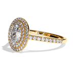 Bague solitaire halo diamant oval or blanc - Eblouissante