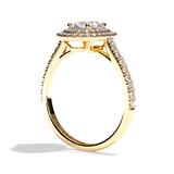 Bague solitaire halo diamant oval or blanc - Eblouissante