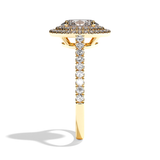 Bague solitaire halo diamant oval or blanc - Eblouissante