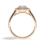 Bague solitaire halo diamant oval or blanc - Eblouissante