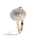 Bague solitaire halo diamant oval or blanc - Eblouissante