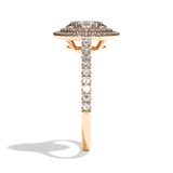 Bague solitaire halo diamant oval or blanc - Eblouissante
