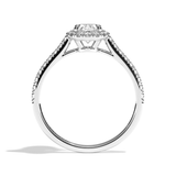 Bague solitaire halo diamant oval or rose - Amoureuse pavée