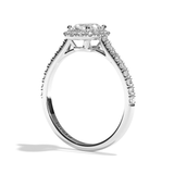 Bague solitaire halo diamant oval or rose - Amoureuse pavée