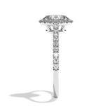Bague solitaire halo diamant oval or rose - Amoureuse pavée