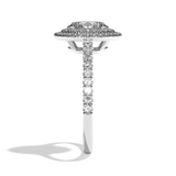 Bague solitaire halo diamant oval or blanc - Eblouissante