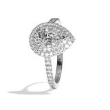 Bague solitaire halo diamant poire or blanc - Eblouissante
